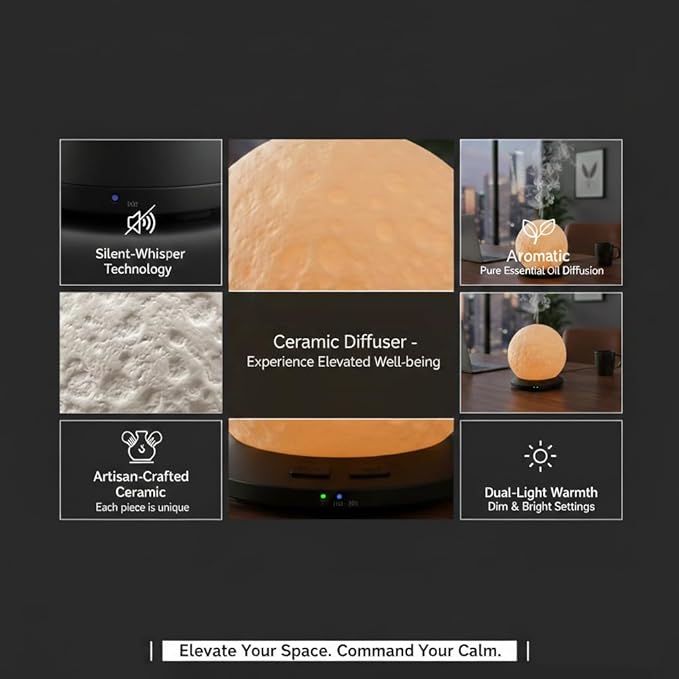 Difusor de Aromas Ultrasonico Ceramico Moonlight Zen 200ml miniatura 3