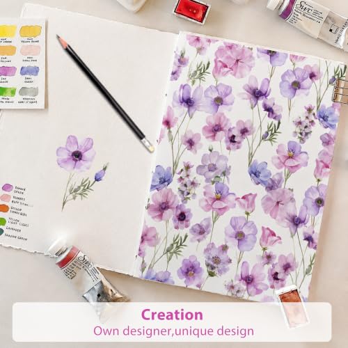 Image of Softan Purple Floral Full Sheet Set, Cozy Printed Microfiber Bed Fitted Sheets with 15 inch Deep Pocket & Non-Slip Corner Straps, Girls Lavender Blooms Flower Patterned Double Sheets & Pillowcase Set