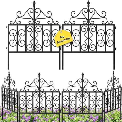 AMAGABELI GARDEN & HOME 5 Panels 32in(H)×10ft(L) 0.4 Inch Wire Diameter Decorative Garden Fences and Borders for Dogs No Dig Metal Garden Edging Border Animal Barrier Fencing for Flower Bed Yard Patio