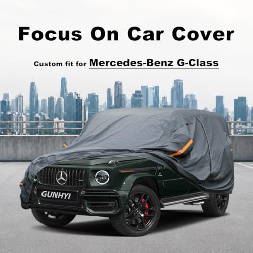 Image of GUNHYI Premium Car Cover Custom Fit Mercedes-Benz G-Class(1979-2018), 16 Layers Heavy Duty Car Cover Waterproof All Weather with Zipper Door for Sun Rain Snow Dust Uv Protection