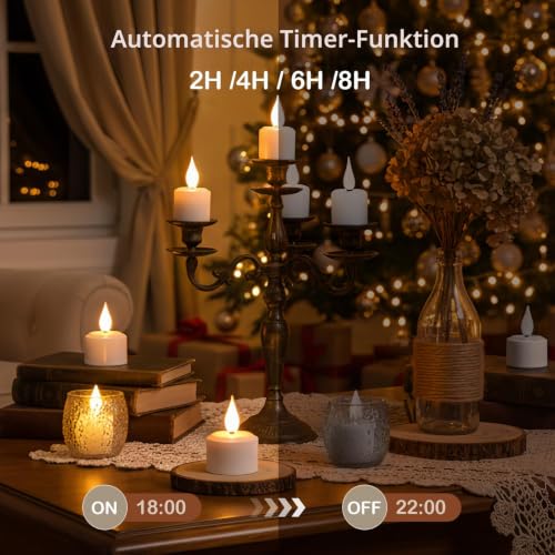 yunsheng 12Stk Magnetische Wiederaufladbare Teelichter Fernbedienung Timer – Ansicht 5