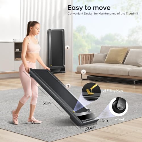 walking pad under desk treadmill for homeoffice with app amp remote control led touch screen small portable walking jogging running machine 300lbs capacity compact walking treadmills