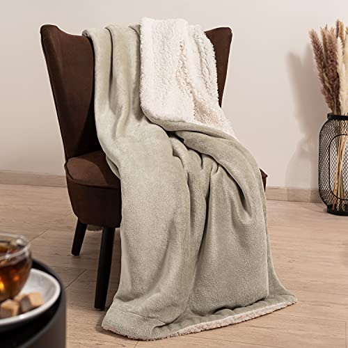 Blumtal koc polarowy 130 x 150 - Plaid z certyfikatem Oeko-Tex®, koc polarowy Sherpa, wysokiej jakości koc polarowy, miękki, ciepły, miękki, puszysty, beżowy