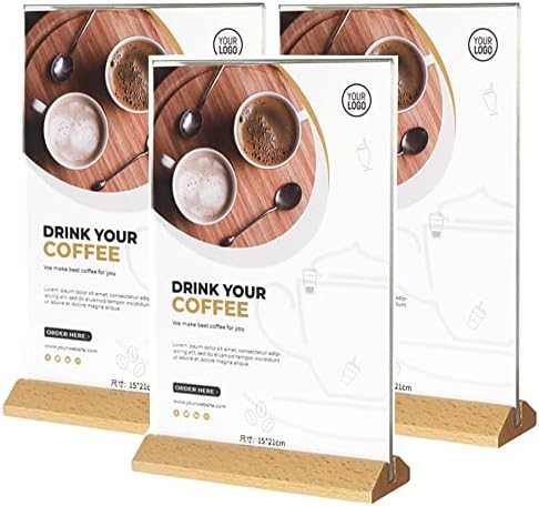 3 Supporti Per Menu A5 In Acrilico E Legno - Display Da Tavolo Per Ristoranti E Bar | Doppia Faccia - Foto 2