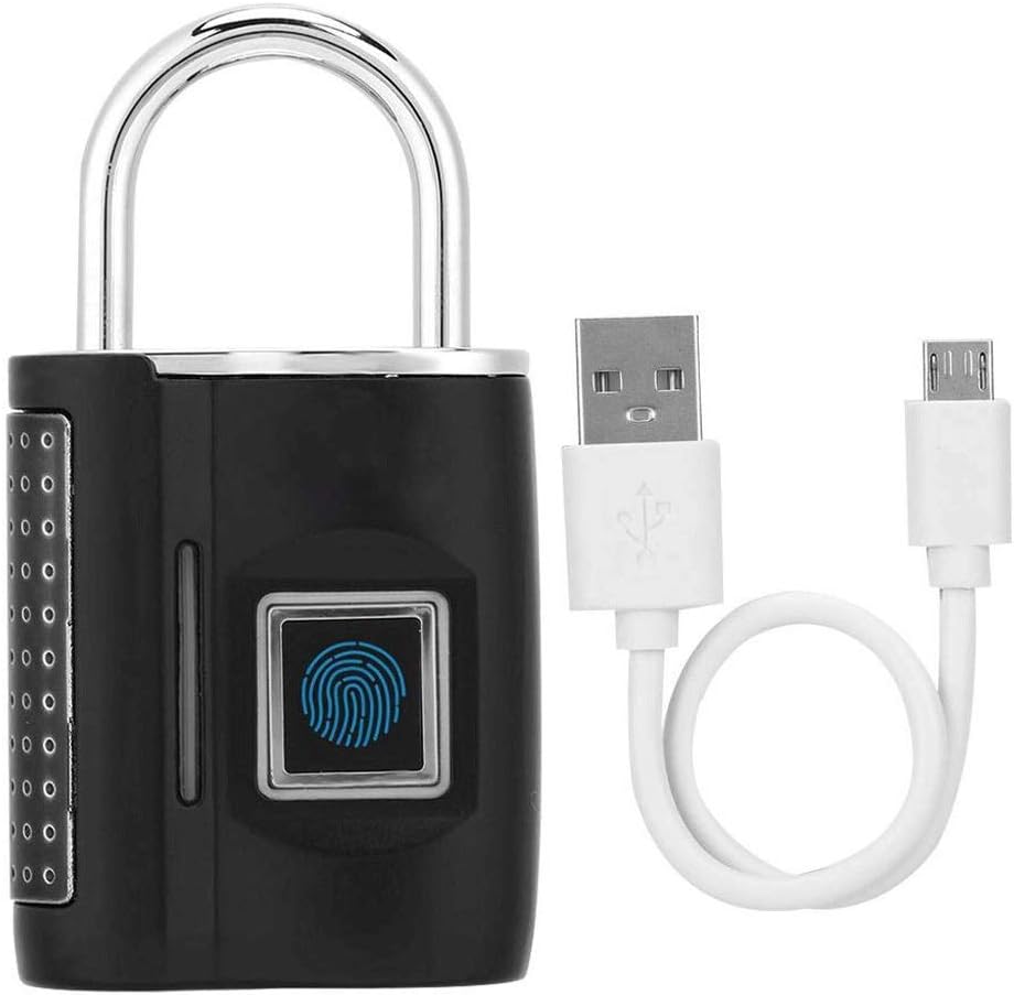 Smart Fingerprint USB Charge Lock Padlock Smart Keyless Fingerprint Door Lock Padlock for Suitcase Gym Locker Cabinet and More