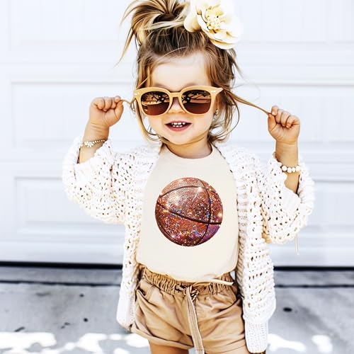 Faux Glitter Basketball Shirt for Toddlers and Girls Cute Girly Tee for Basketball Season3