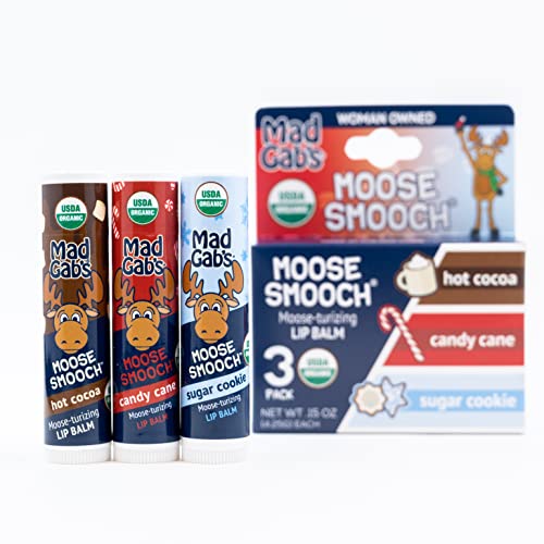 Mad Gab's Moose Smooch Lip Balm | Moisturizing & Certified Organic | Made with Organic Olive Oil and Beeswax | Assorted