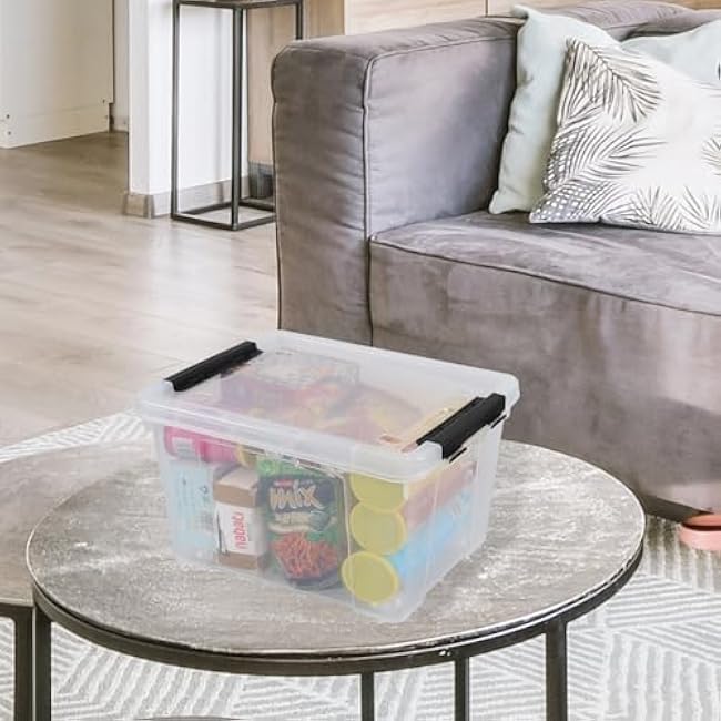 Obstnny 4 Packs 22 Quart Clear Latching Box with Wheels, Plastic Lidded Storage Bin