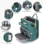 3-in-1-Diaper-Bag-Backpack-with-Changing-Station-Waterproof-Baby-Bag-with-Auto-Foldable-Crib-Travel-Bassinet-with-USB-Charging-Port-and-Shade-Cloth-Green