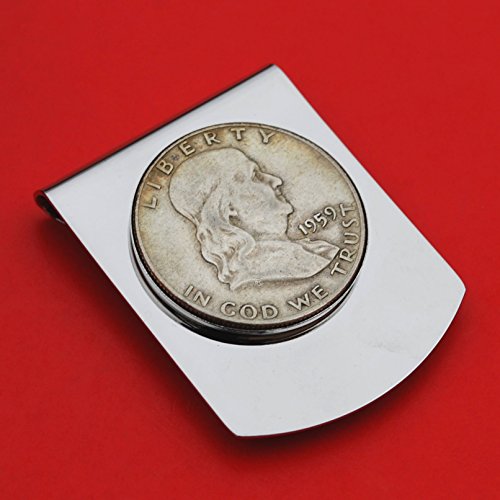 US 1959 Franklin Half Dollar Stainless Steel Large Money Clip NEW - Wide Design2
