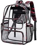 CAMTOP Mochila transparente resistente, bolsa transparente transparente para estudantes, escola, trabalho, festival, viagens esportivas