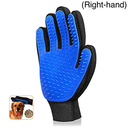 POSH Pet Grooming Glove - Gentle Deshedding Brush Glove - Efficient Pet Hair Remover Mitt - Enhanced Five Finger Design - Perfect for Dog & Cat with Long & Short Fur - 1 Pair (Blue)
