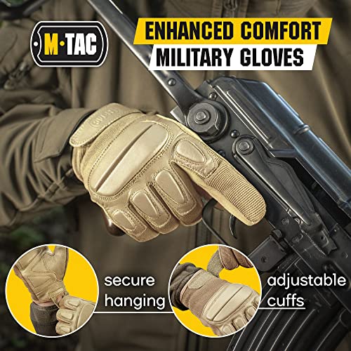 M-Tac Tactical Gloves Mk.2 - Military Full Finger With Soft Leather Pads For Men Airsoft Paintball Hunting (Khaki, L) #TOP4