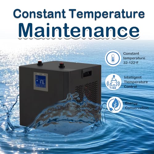 Image of 132 Gallon Aquarium Chiller,LED Display Fish Tank Chiller, 1 /2 HP Active Aqua Chiller for Axolotl, Water Chiller with Pump, Nozzles and Hoops Ideal for Coral Reef Shrimp