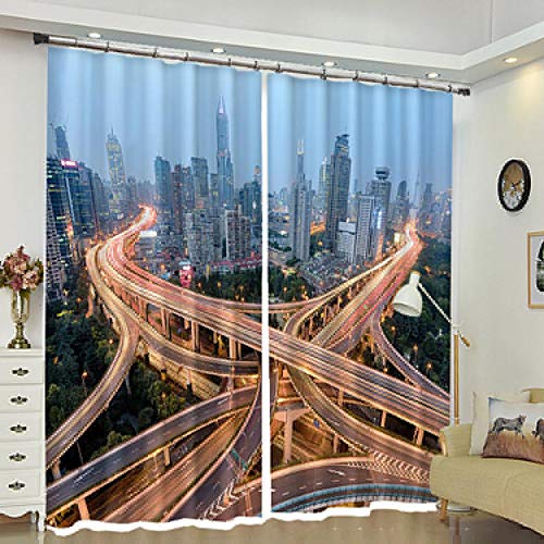 Preisvergleich Produktbild CCDUSE Verdunkelungsvorhänge 3D Kurvige Straße Druck Thermo Insulated Lärmminderungs Vorhänge - 2 Panels / Set - Geeignet Für Wohnzimmer Schlafzimmer A-W132*H229cm