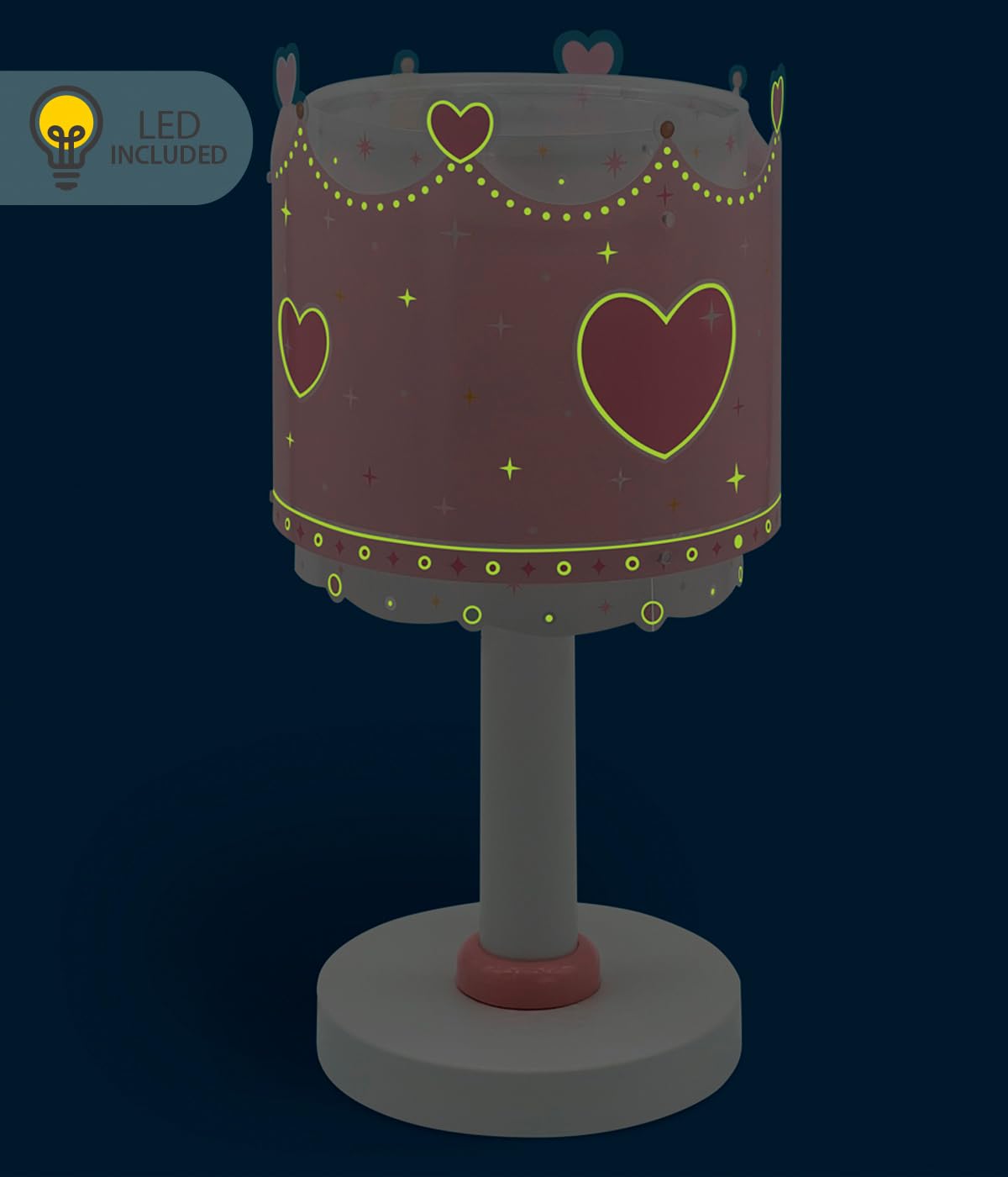 Dalber Lampada da tavolo o comodino per bambini Little Queen Regina Corona, 61101N, G4-4W LED - Lampadina inclusa