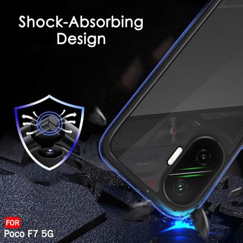 Image of KAPAVER Hybrid Clear Back Cover Case for Redmi Turbo 4 Pro /Poco F7 | Protective Shockproof Cleare Hard PC Soft Flexible Black TPU Cover
