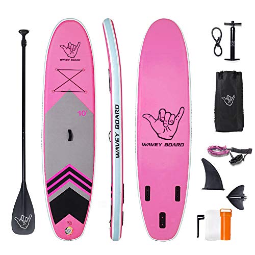 WAVEY BOARD Inflatable Stand Up Paddle Board 6" Thick SUP Board PVC