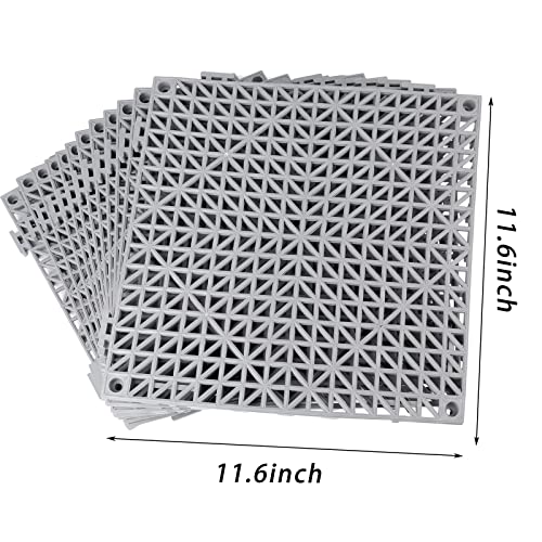 Soujoy SO-DRAINFLOORMAT-GRAY-12P 12 Pieces Modular Interlocking Cushion, 11.6 Inch X 11.6 Inch Rubber Floor Tiles With Holes, Non-Slip Splicing Drainage Mat For Pool Shower Bathroom Kitchen Patio Balcony Yard Pet Area thumb #1