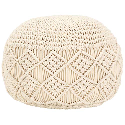 vidaXL Puf Hecho a Mano de Macramé Yute Otomanas Decoración Interior Casa Hogar Mobiliario Taburete Asiento Diseño Otomanas Reposapiés Puff 45x30cm