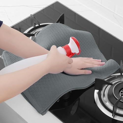 Image of Homaxy 100% Cotton Waffle Weave Kitchen Dish Towels, Ultra Soft Absorbent Quick Drying Cleaning Towel, 13 x 28 Inches, 18-Pack, Grey