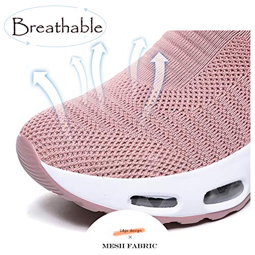 DimaiGlobal Women's Walking Shoes Sock Sneakers Slip On Comfort Mesh Fashion Cushion Lady Girls Modern Jazz Dance Easy Shoes Wedge Platform Loafers3