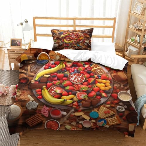 Housse de couette microfibre de qualité supérieure avec impression 3D banane fraise - 3