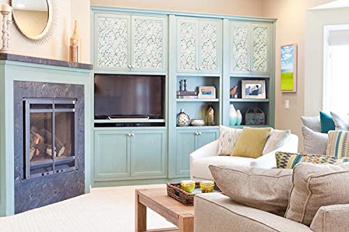 Vsudo Window Privacy Film, Decorative Stained Glass Window Film, Frosted Window Tinting Film For Home, House Door Glass Window Tint Coverings Film, Static Cling Window Stickers (Jasmine, 11.8"X78.7") #TOP3