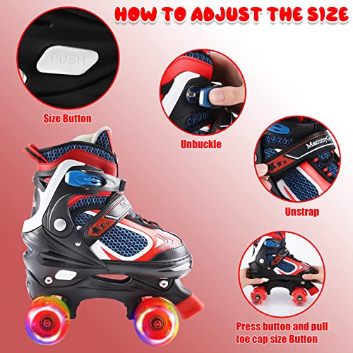 Image of Kids Roller Skates for Girls and Boys, 4 Sizes Adjustable Roller Skates with Light up Wheels, Outdoor & Indoor Roller Skates for Kids Children Beginners,Patines para Ninas Ninos