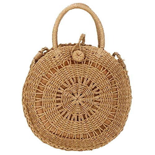 Straw Crossbody Bag Women Weave Shoulder Bag Round Summer Beach Purse