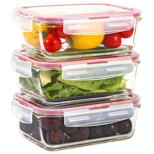 Vinsani Glass Food Storage 3 Pack 840ML Containers Rectangle Food Meal Prep Lunch Boxes with Lids Airtight Heat Resistant Leakproof Lid BPA Free Dishwasher Microwave Freezer Safe Vinsani Glass Food Storage 3 Pack 840ML Containers Rectangle Food Meal Prep Lunch Boxes with Lids Airtight Heat Resistant Leakproof Lid BPA Free Dishwasher Microwave Freezer Safe