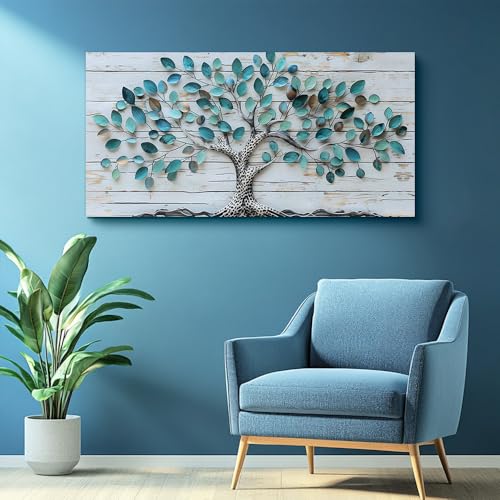 QIYILEXWART Canvas Wall Art For Living Room Wall Decor For Bedroom Office Wall Decoration Green Tree Landscape Painting Abstract Pictures Artwork Room Aesthetic Home Decor 20x40 In