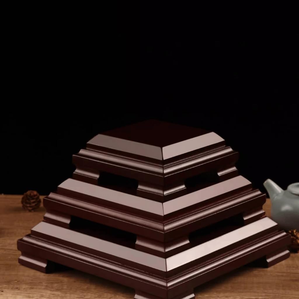 MIROOOO スタチューベース 花瓶スタンド 正方形 木製ベース クラフト 木彫り オーナメント 木製サポート花瓶 セラミック木製