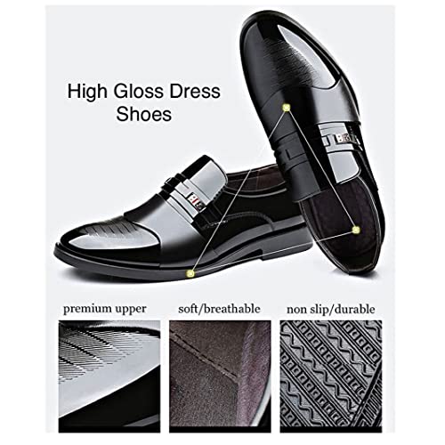 Men’s Dress Shoes Formal Oxfords Classic Leather Shoes For Men Business Wedding Casual Work Shoes Black 9.5 #TOP3