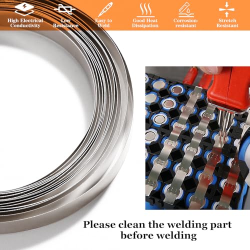 KUOQIY 6 Stücke Nickel Platte Band 18m, 0.15 * 8 mm Nickel Streifen Band für Batterie, Nickel Streifen Löten Nickelstreifen Li-Po Akku, für 18650 Batterie Schweißen