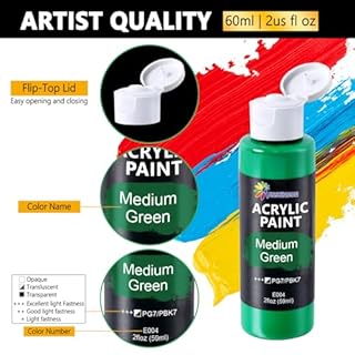 ESSENSON Acrylic Paint, 12 Colors Acrylic Paint Set, 2oz/59ml Bottles, Premium Paints for Artists, Kids, Beginners and Adults on Canvas Rocks Wood Ceramic Fabric