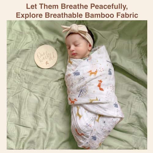 Image of DOTMOM Pure Organic Bamboo Swaddle Wrap Softer Than Cotton Muslin Swaddlers for Newborn Baby Receiving Blanket & Wrappers | Baby Towel Gift Pack for Newborn Babies 120X120 CM, 0-18 Months, Pack of 3