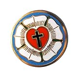 VENICEBEE LUTHER ROSE SEAL LUTHERAN SYMBOL CHRISTIAN CROSS GOLD ENAMEL LAPEL PIN GIFT BOX