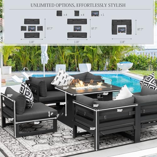 BULEXYARD-Aluminum-Patio-Furniture-Set-with-43-Propane-Gas-Fire-Pit-Table-9-Pieces-Outdoor-Furniture-Sectional-Sofa-Large-Conversation-Sets-9-Pcs-A-GreyGrey-wFirepit BULEXYARD Aluminum Patio Furniture Set with 43 Propane Gas Fire Pit Table 9 Pieces Outdoor Furniture Sectional Sofa Large Conversation Sets 9 Pcs A GreyGrey wFirepit