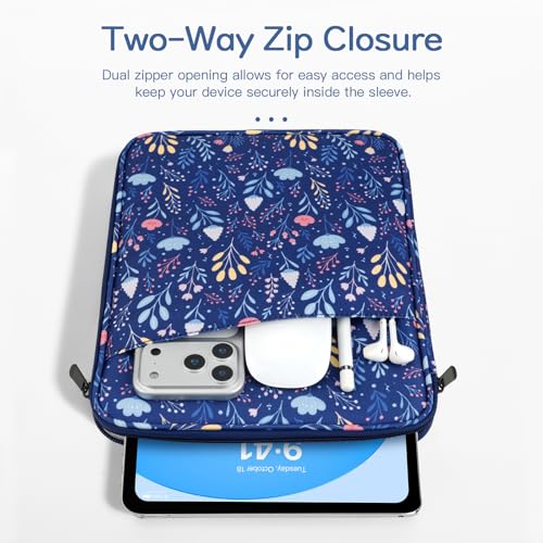 Image of Dadanism 9-11 inch Tablet Sleeve Bag Carrying Case for iPad (A16) 11th Gen 11 inch, iPad 10th Gen 10.9 inch Air 5 /4, iPad Air M4 /Pro 11 inch, iPad 9 /8 /7th, Galaxy Tab A11+ Plus 11 inch, Remarkable 2 10.3 inch, Night Blue
