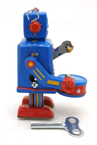 Miniatura 5 de Mecanismo Drumming Robot Wind Up Cartoon Toy Hojalata Vintage Juguete de la Infancia Memoria Antiguo Juguete Retro Clásico Clockwork Primavera para