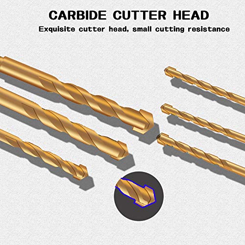 10Pc Golden Concrete Drill Bit Set, Mgtgbao Masonry Drill Bits For Tile,Brick, Plastic And Wood,Tungsten Carbide Tip Best For Wall Mirror And Ceramic Tile On Concrete And Brick Wall (5Mm-12Mm). #TOP3