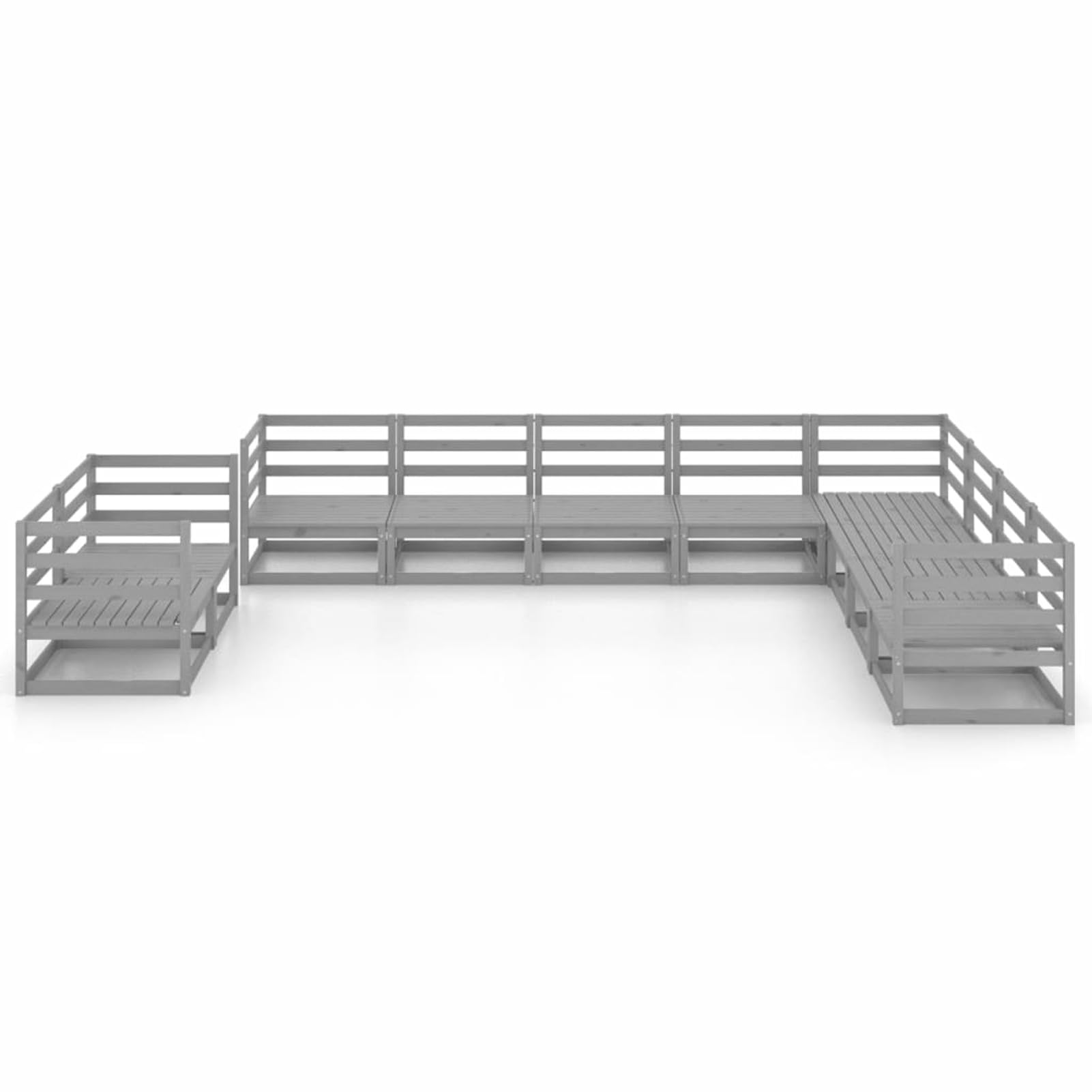 LAPOOH Muebles de jardín 10 Piezas, Conjunto De Jardin, Muebles Terraza Exterior, Conjunto De Jardin, Sofa Jardin Terraza, Gris Madera de Pino Maciza