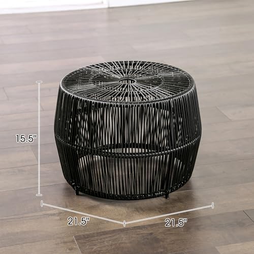 3 Pieces Patio Furniture Set Outdoor Conversation Set, Rattan Wicker Patio Furniture Set w/Coffee Table and 2 Chairs, Weather-Resistant Steel Frame, for Garden, Backyard, Deck (25.5"x28.5"x26.5") - Image 3