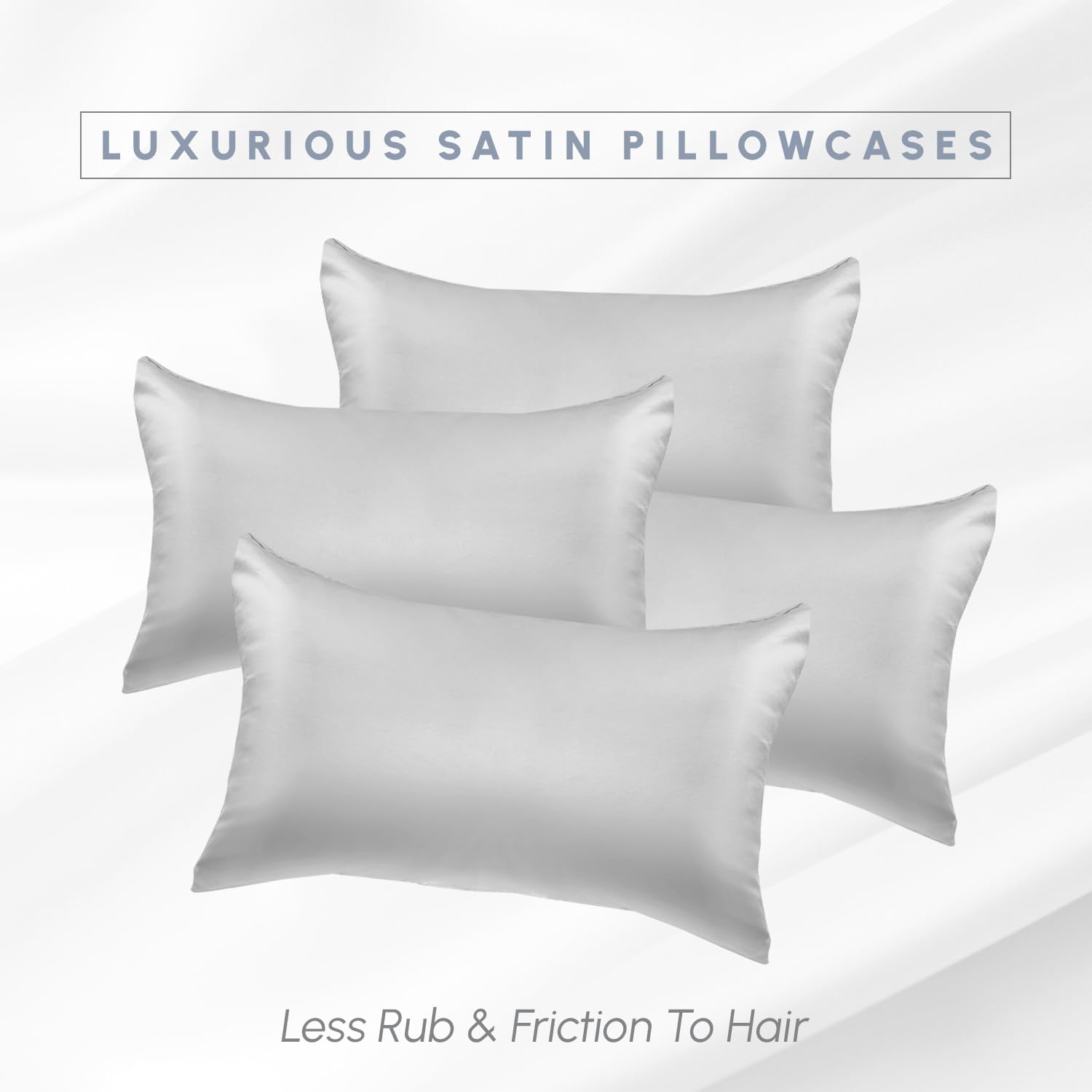 Elegant Comfort Set di 4 federe rinfrescanti in raso di viscosa con chiusura a cerniera nascosta, lisce come la seta per la migliore cura dei capelli e della pelle, bella confezione regalo, set di 4