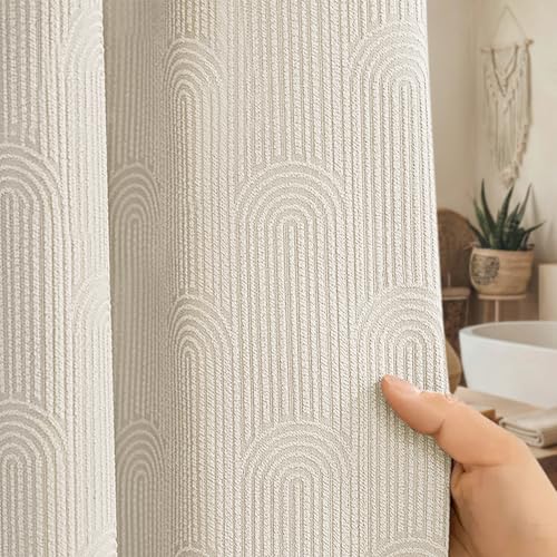 NDDYCU Boho Shower Curtain Cotton Modern Minimalist Arch Texture Shower Curtain for Bathroom Greige 72 W X 72 L