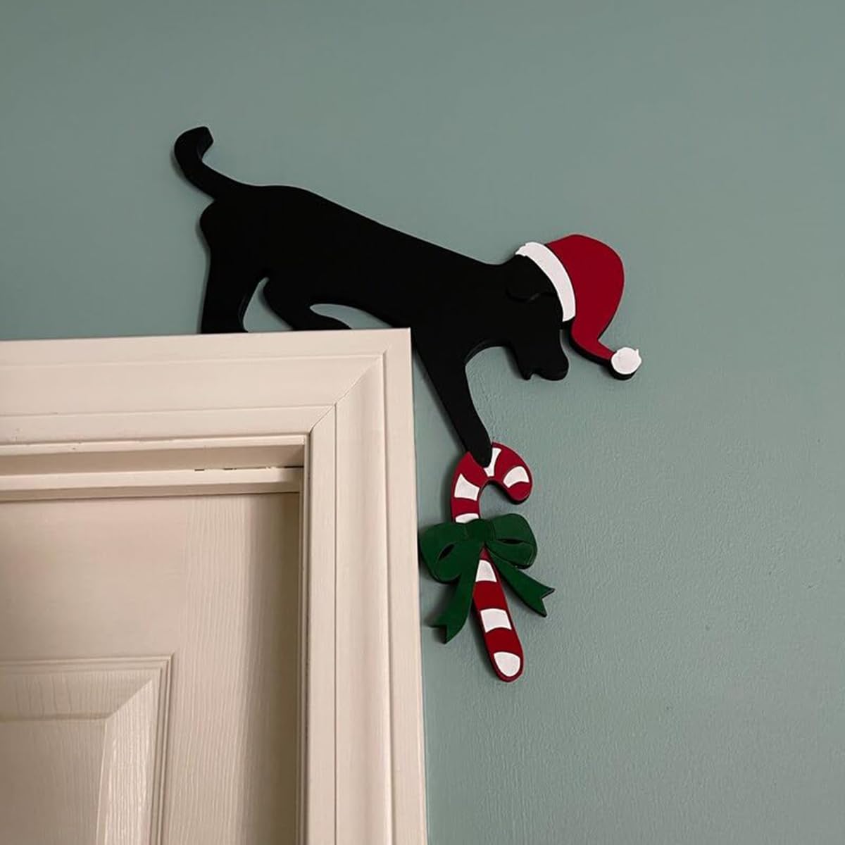 EHOTER Christmas Door Topper 2024 Holiday Home Decor Funny Snowman Santa Claus Top Door Frame Corner Sign Decorations, Windows Walls DIY Craft for Christmas Party Ornament (Dog)