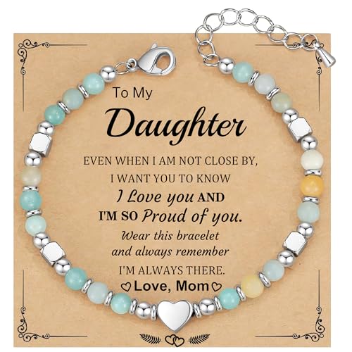 Christmas Gifts for Women, Stocking Stuffers for Teens Beaded Bracelets for Women Gifts for Mom Christmas Gift Mothers Day Gift for Grandma Daughter Bonus Mom Nature Stone Bead Bracelet Graduation Jewelry for Her 2026