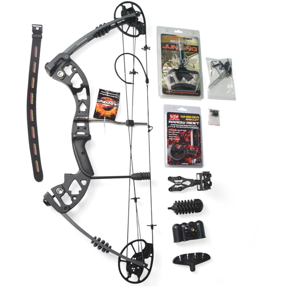 Wolfman Archery Compound Bow Set for Adult and Beginners 25-70lbs Draw Weight 320fps for Outdoor Hunting & Target Shooting (Black, set)