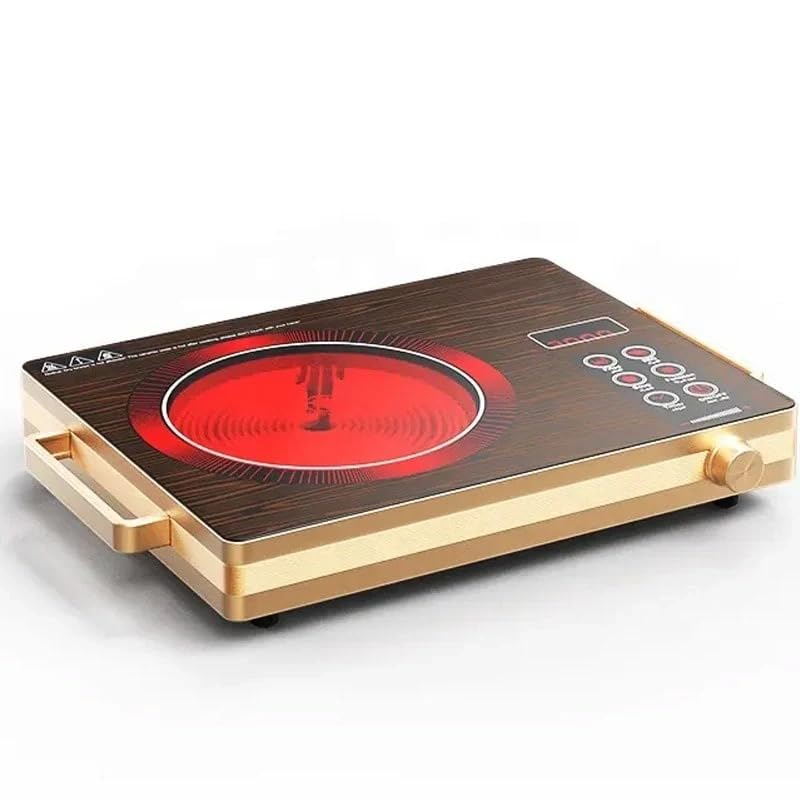 Placa Vitrocerámica Portátil, Cocina Eléctrica 2200W, Pantalla Digital LED, Multifunción con Temporizador, Dorado, Don Feliz